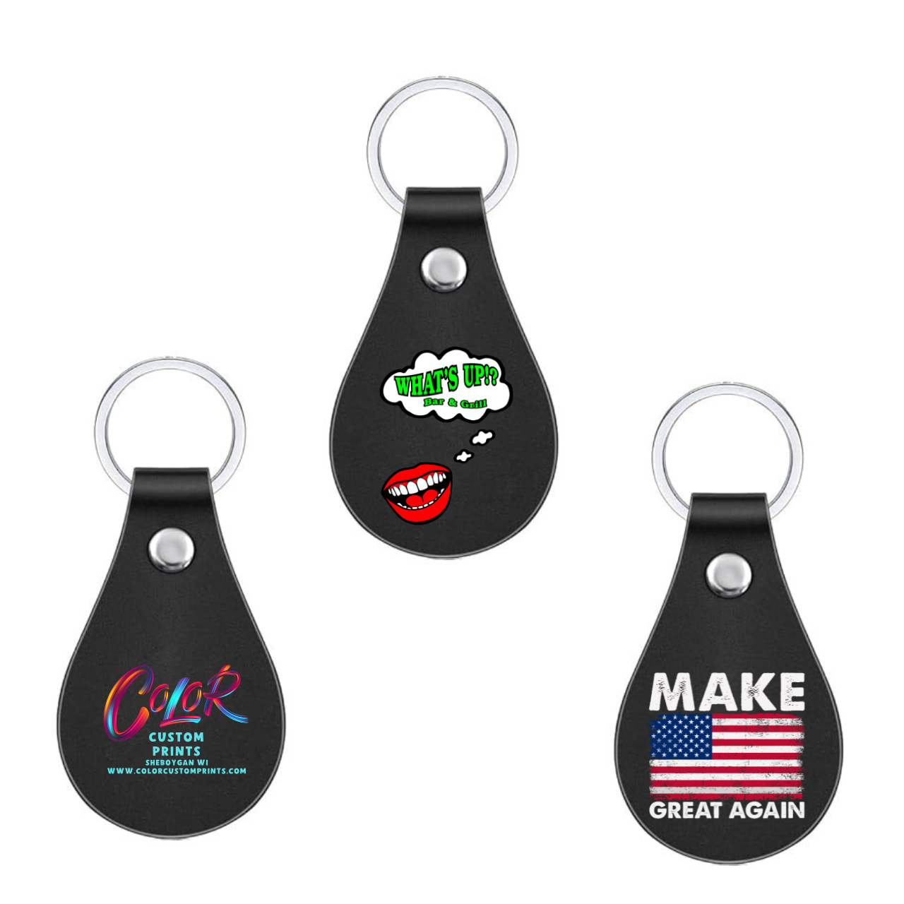 Custom Black Leather Keychain