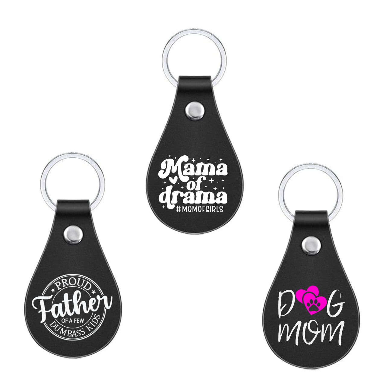 Custom Black Leather Keychain