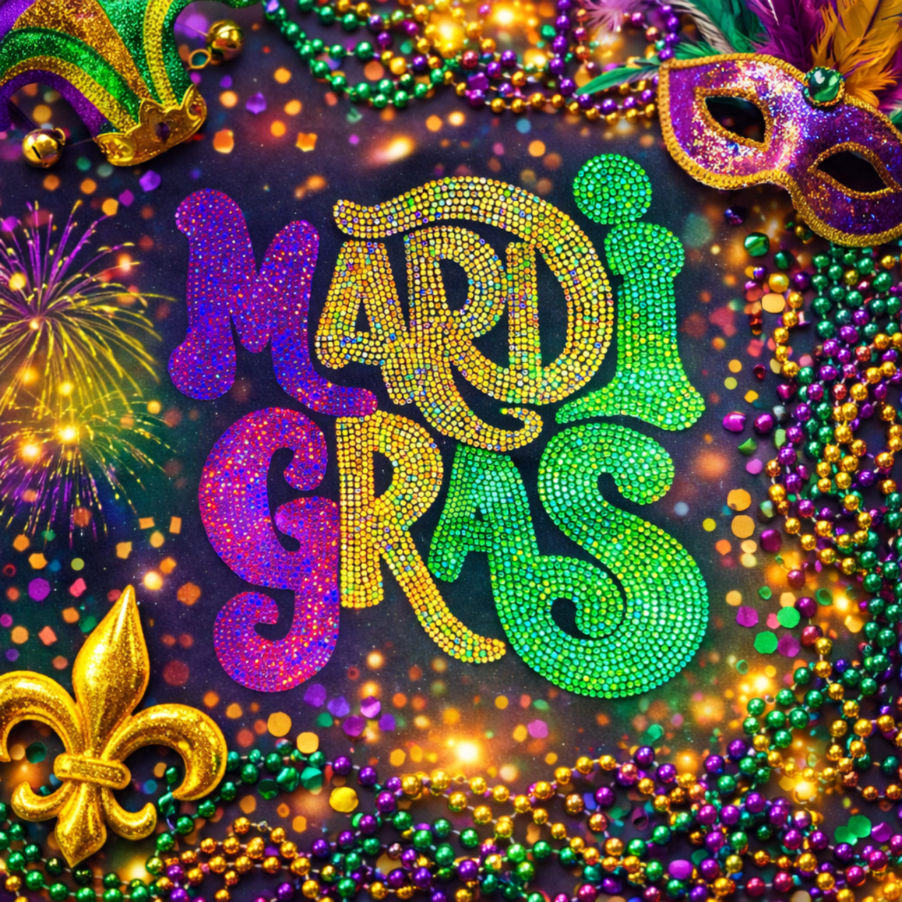 Mard Gras Script Tee or Hoodie