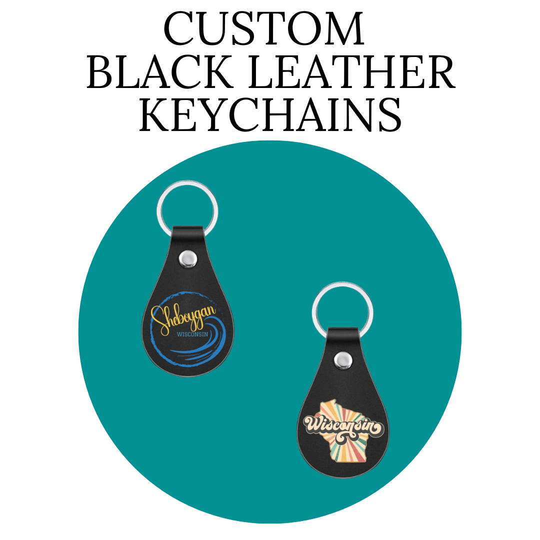 Custom Black Leather Keychain