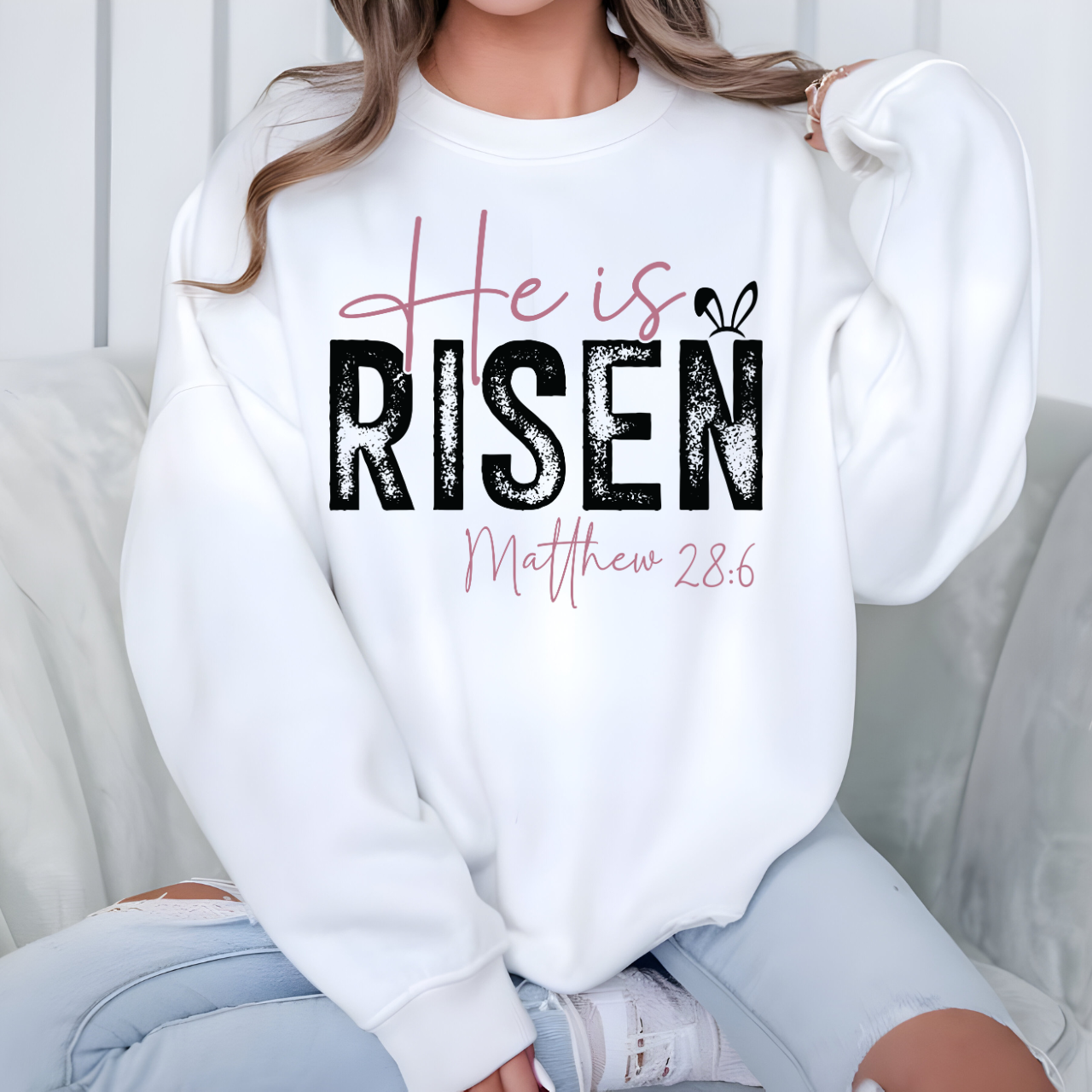 He Is Risen Pink And Black