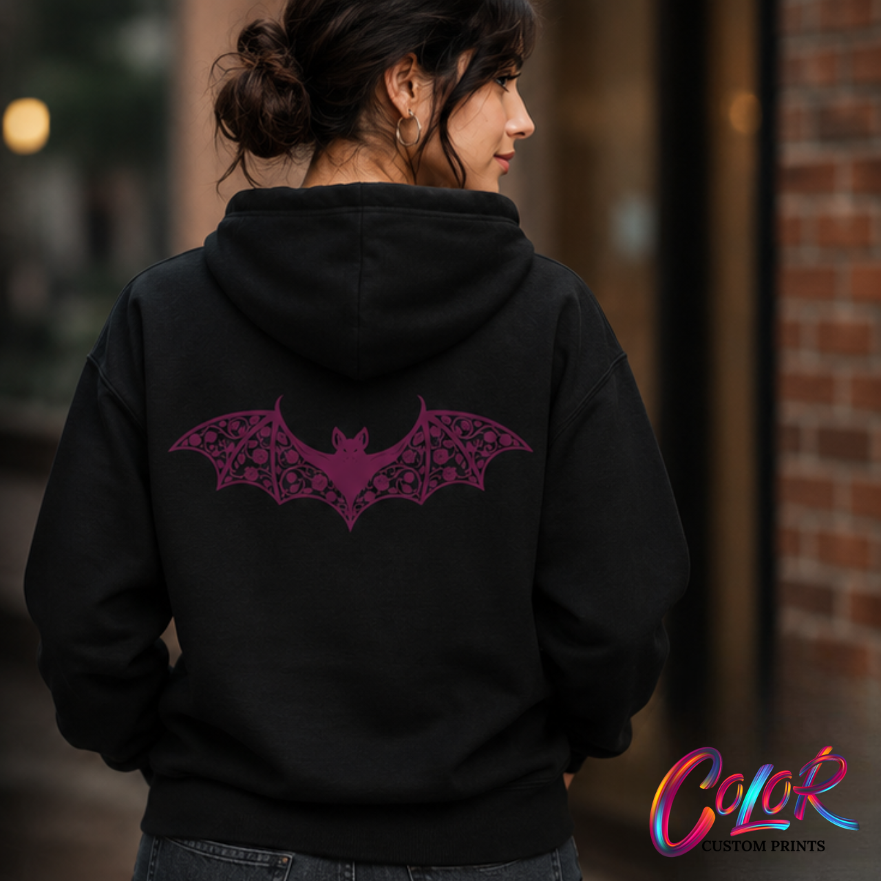 Floral Bat Zip Up Hoodie