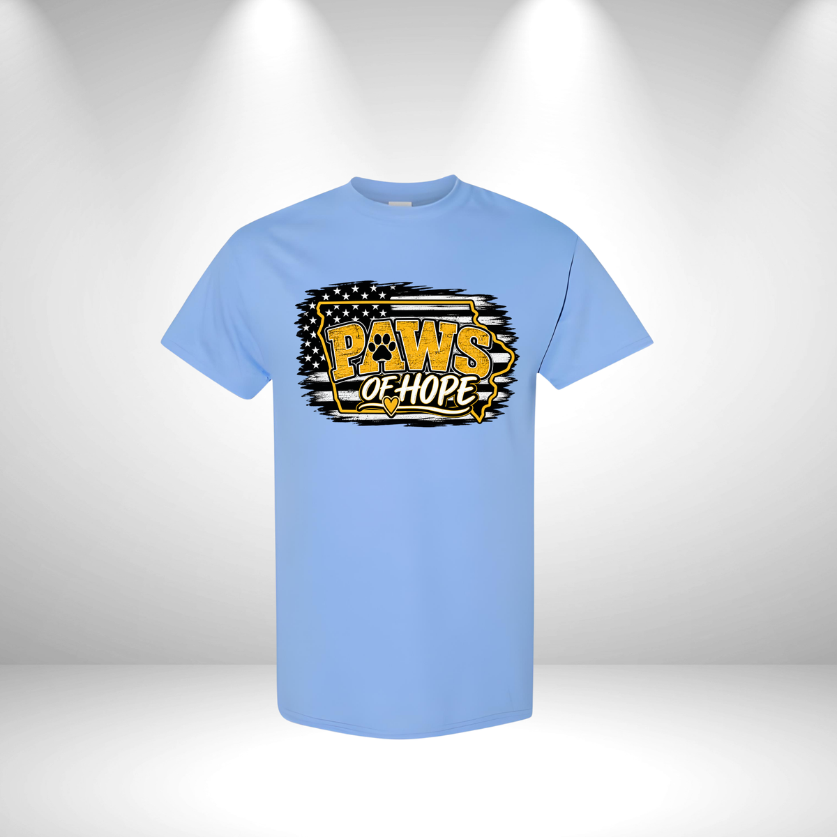 Paws of Hope Love Iowa T-Shirt | Animal Rescue Fundraiser – (Carolina Blue)