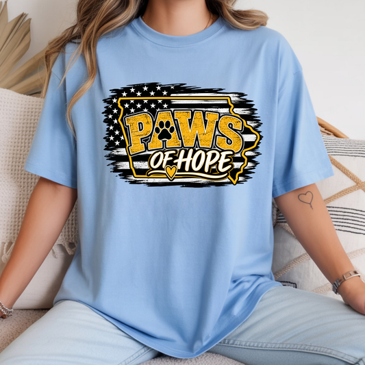 Paws of Hope Love Iowa T-Shirt | Animal Rescue Fundraiser – (Carolina Blue)