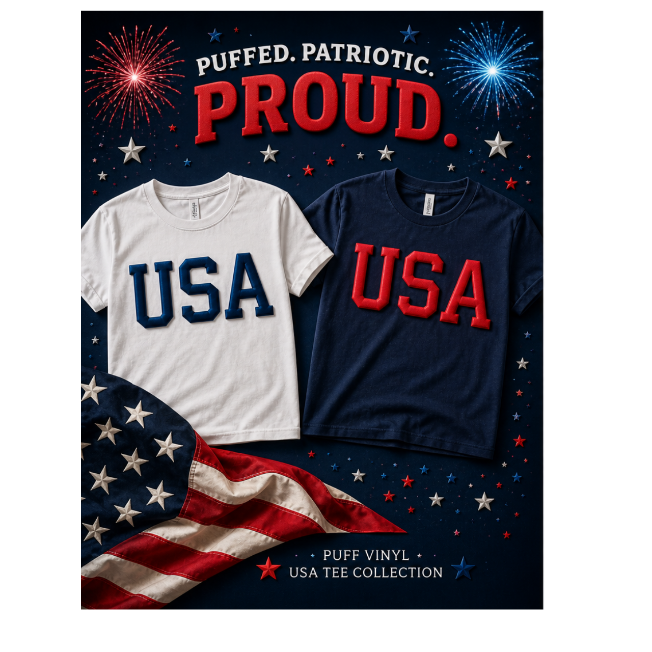 USA Puff Vinyl Heat Transfer