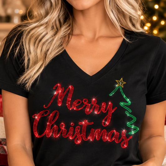 Merry Christmas Spangle Transfer