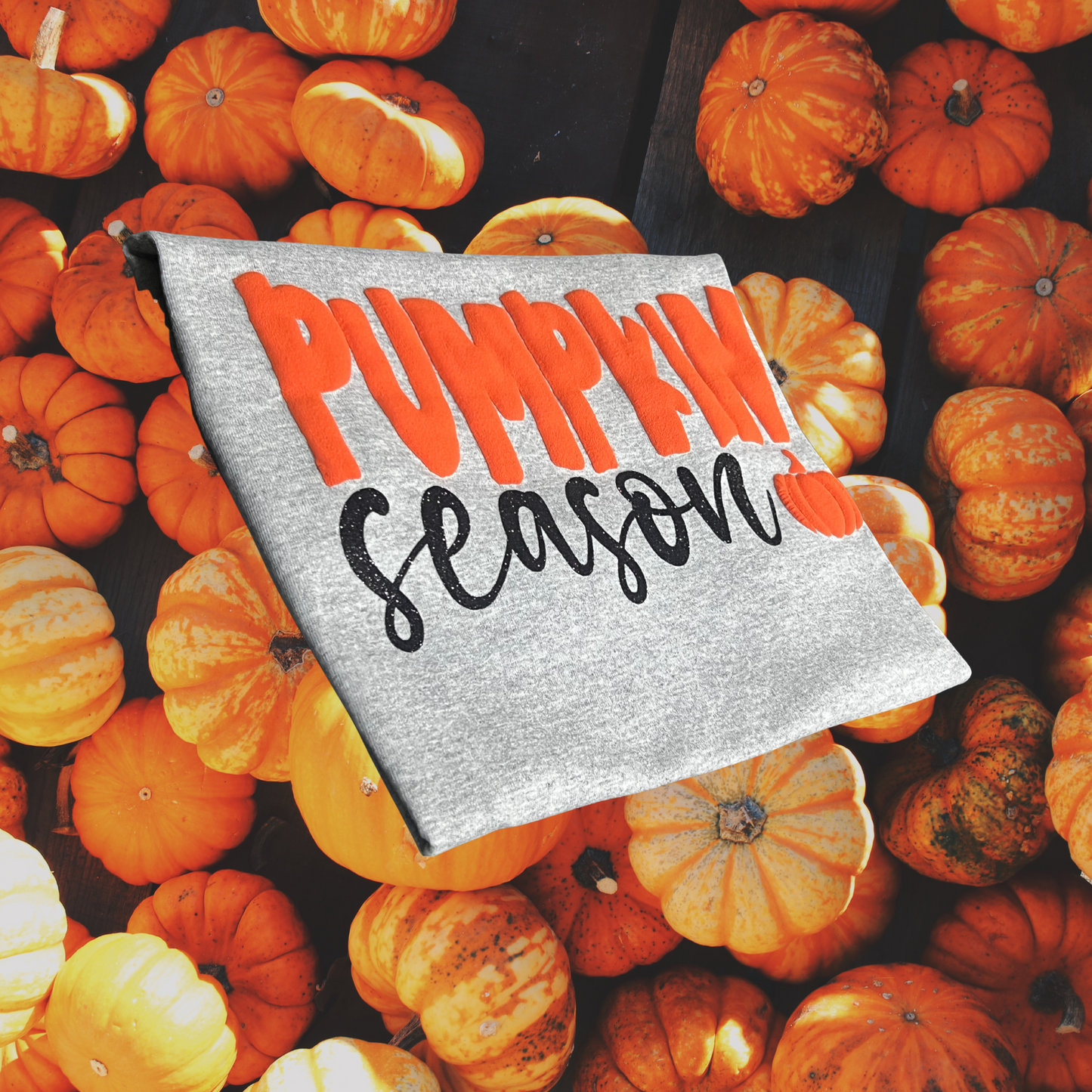 Pumpkin Season Puff And Glitter Vinyl T-shirt or Crewneck