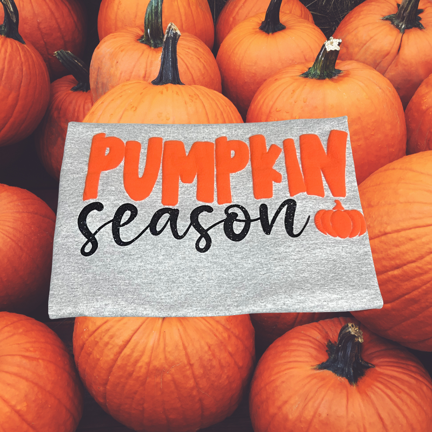 Pumpkin Season Puff And Glitter Vinyl T-shirt or Crewneck