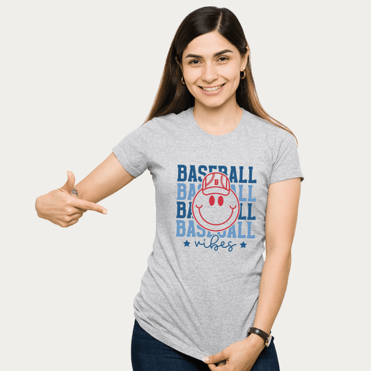Baseball Vibes Smiley Face
