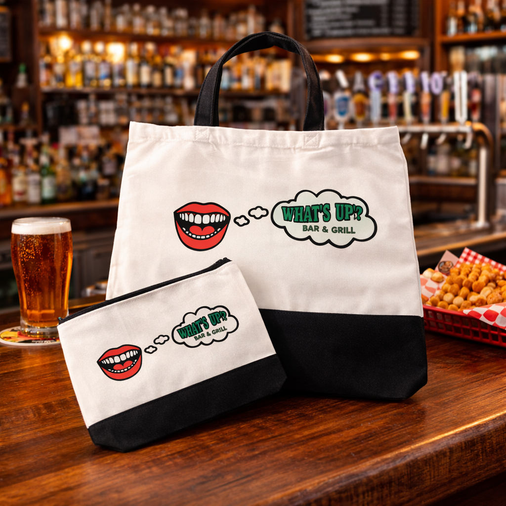 Black And White Tote With Matching Accessory Bag