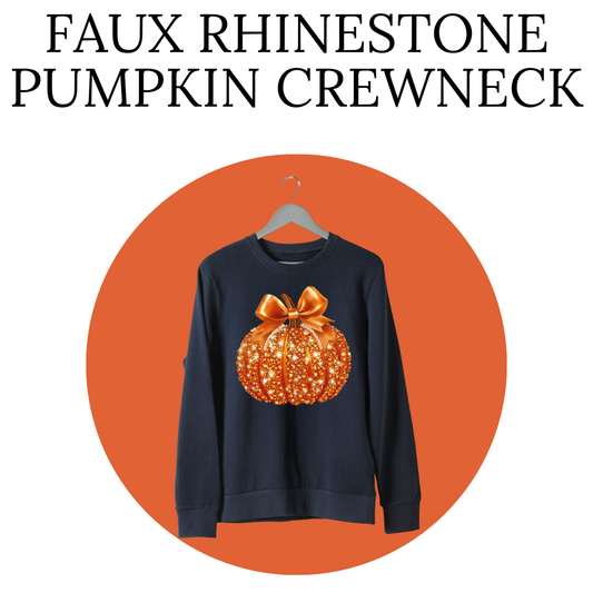 Faux Rhinestone Pumpkin Crewneck