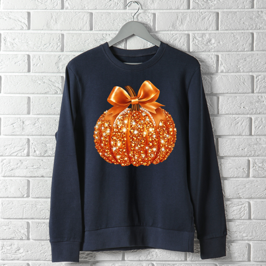 Faux Sequin Pumpkin With Bow