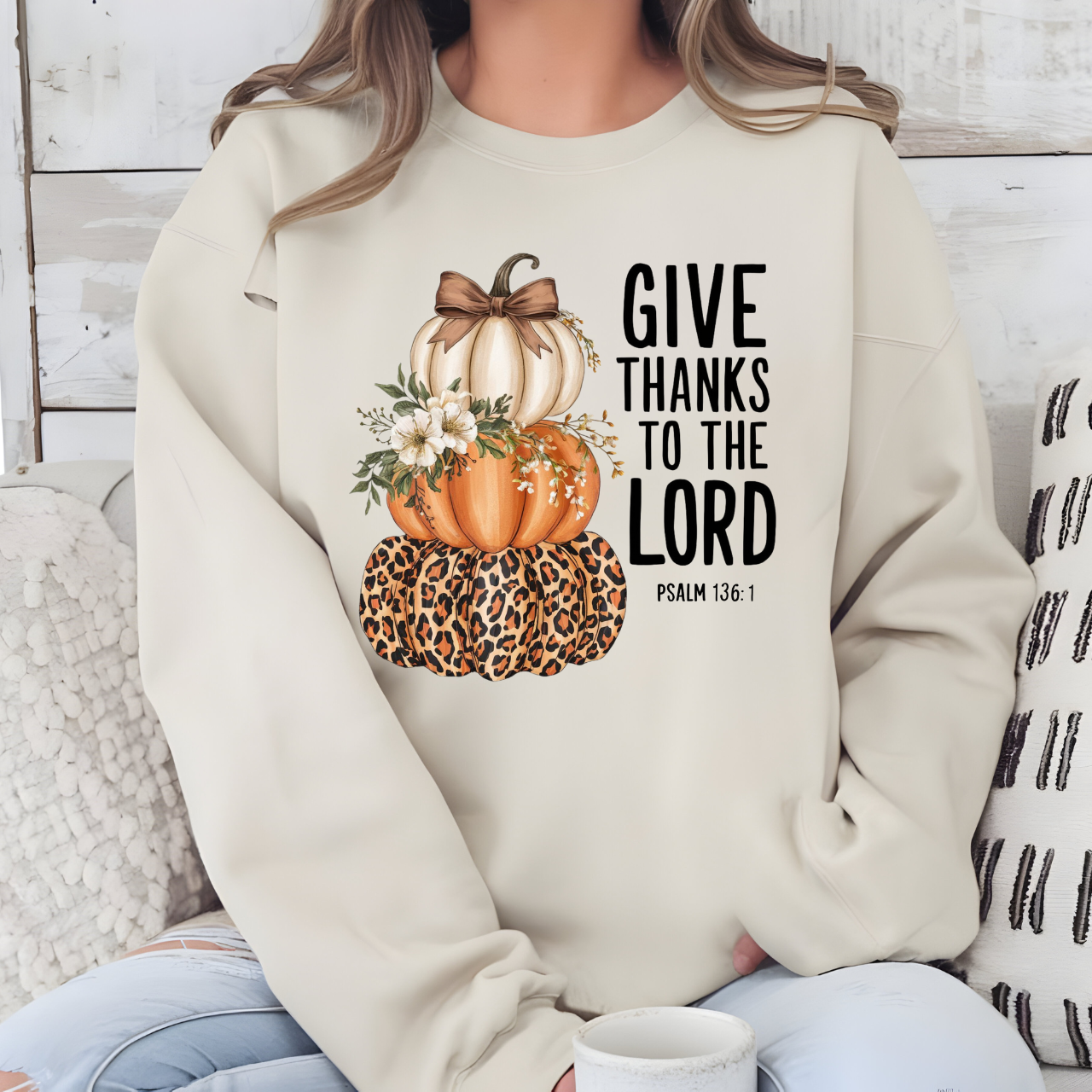 Give Thanks To The Lord 3 Pumpkins