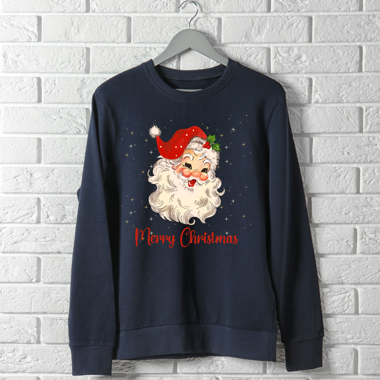 Merry Christmas Vintage Santa With Stars