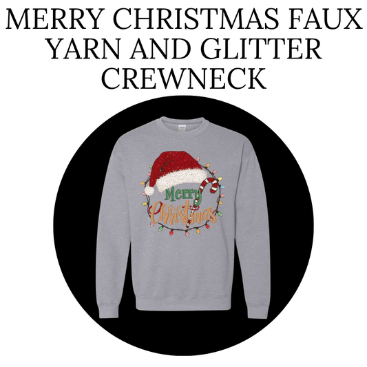 Merry Christmas Faux Yarn And Glitter Crewneck