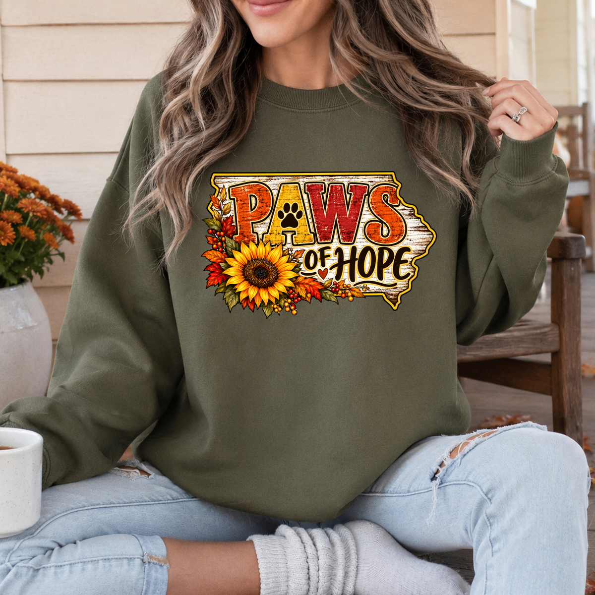 Paws of Hope Fall Sunflower Fundraiser T-Shirt & Crewneck Sweatshirt