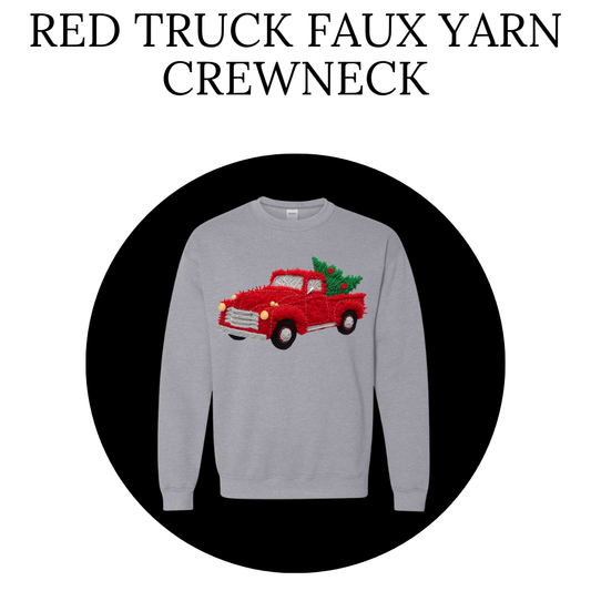 Red Truck Faux Yarn Crewneck Sweatshirt