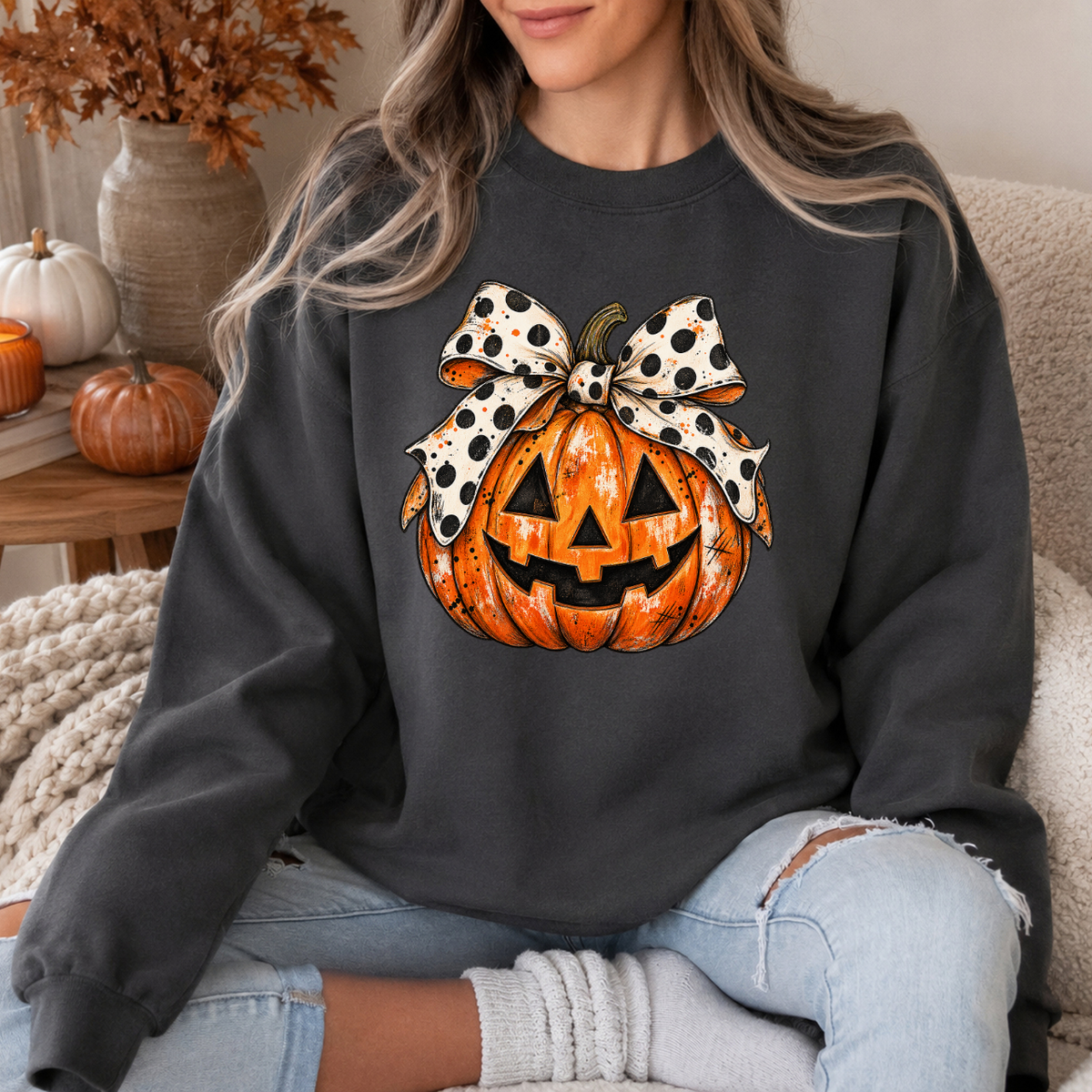 Girl Pumpkin With Bow