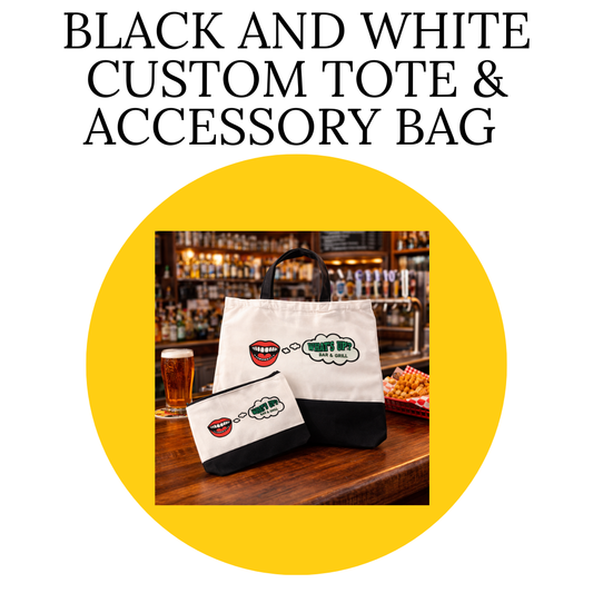 Black And White Tote With Matching Accessory Bag