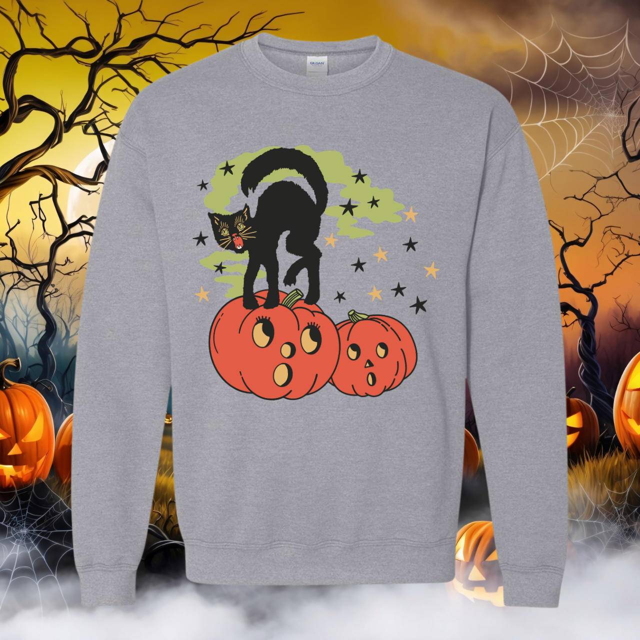 Vintage Cat And Pumpkins