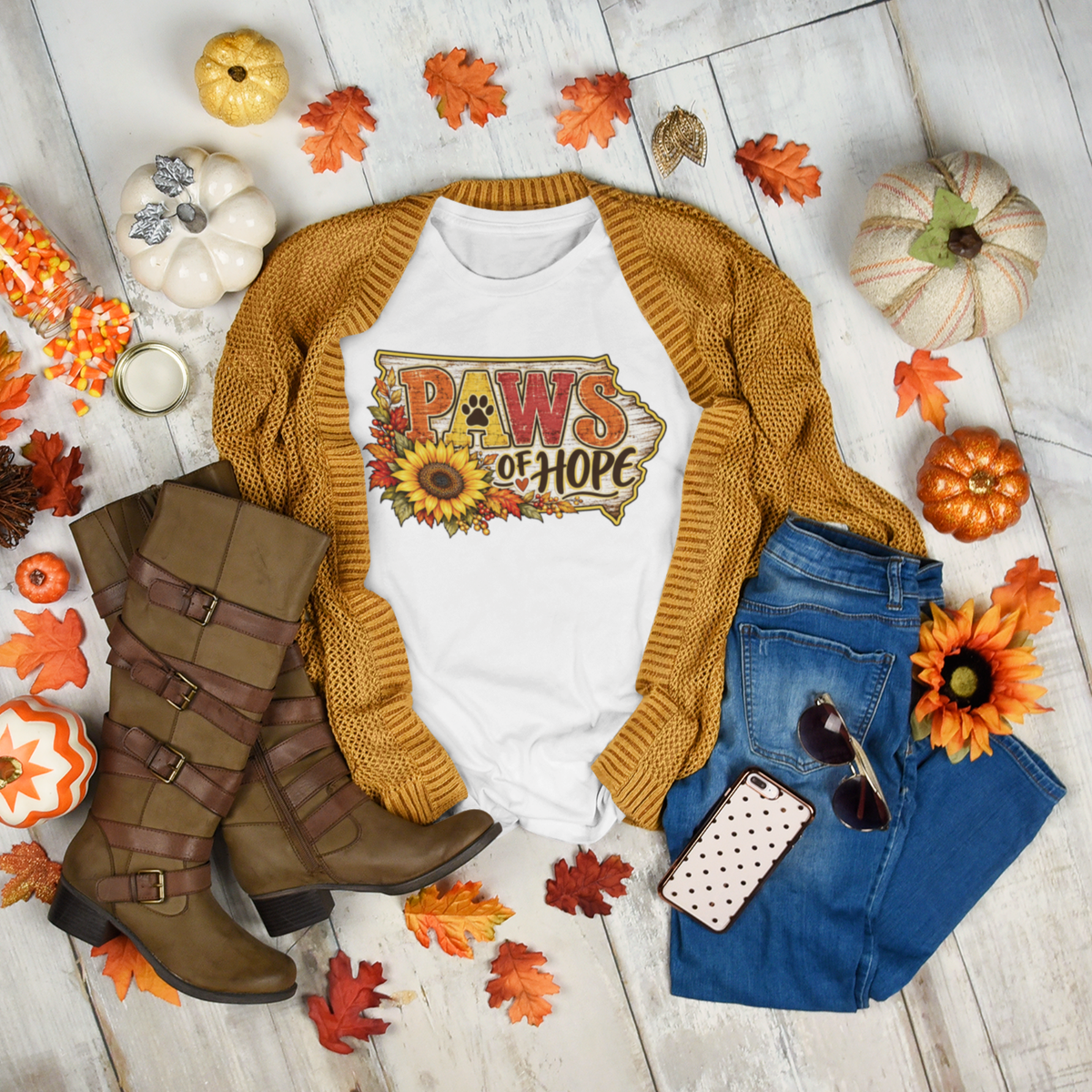 Paws of Hope Fall Sunflower Fundraiser T-Shirt & Crewneck Sweatshirt